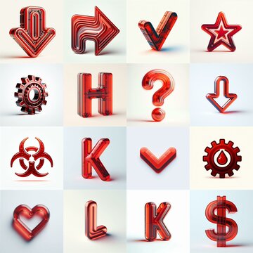 Red transparent glass 3D Lettering Typeface. AI generated illustration