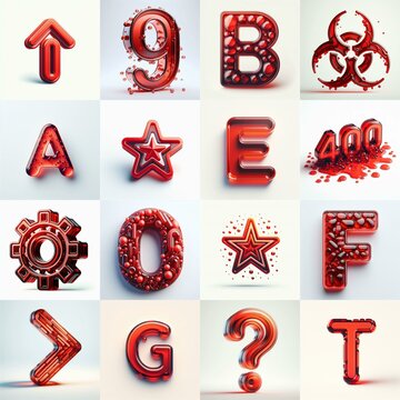 Red transparent glass 3D Lettering Typeface. AI generated illustration