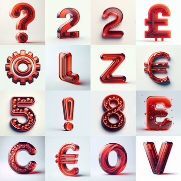 Red transparent glass 3D Lettering Typeface. AI generated illustration