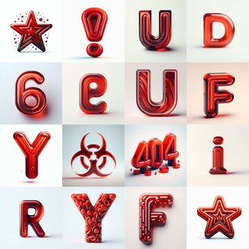 Red transparent glass 3D Lettering Typeface. AI generated illustration