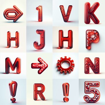 Red transparent glass 3D Lettering Typeface. AI generated illustration