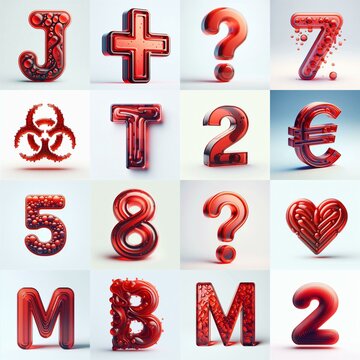 Red transparent glass 3D Lettering Typeface. AI generated illustration