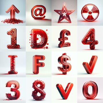 Red transparent glass 3D Lettering Typeface. AI generated illustration