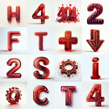 Red transparent glass 3D Lettering Typeface. AI generated illustration