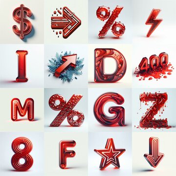 Red transparent glass 3D Lettering Typeface. AI generated illustration