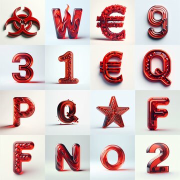 Red transparent glass 3D Lettering Typeface. AI generated illustration