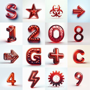 Red transparent glass 3D Lettering Typeface. AI generated illustration