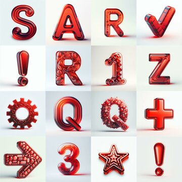 Red transparent glass 3D Lettering Typeface. AI generated illustration