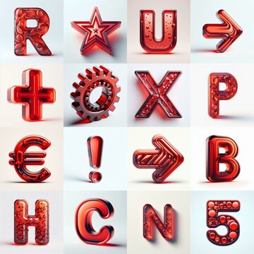 Red transparent glass 3D Lettering Typeface. AI generated illustration
