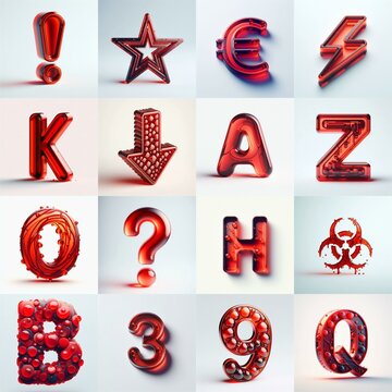 Red transparent glass 3D Lettering Typeface. AI generated illustration