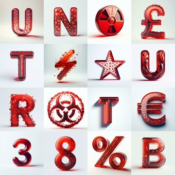 Red transparent glass 3D Lettering Typeface. AI generated illustration