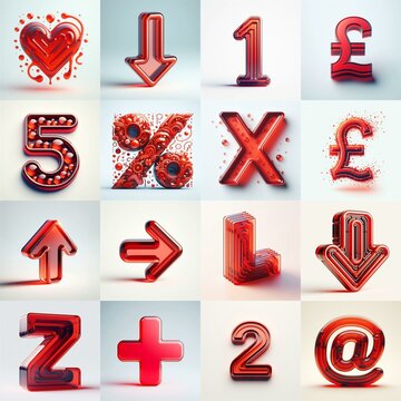 Red transparent glass 3D Lettering Typeface. AI generated illustration