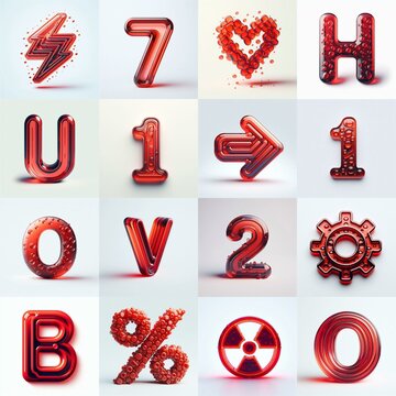 Red transparent glass 3D Lettering Typeface. AI generated illustration