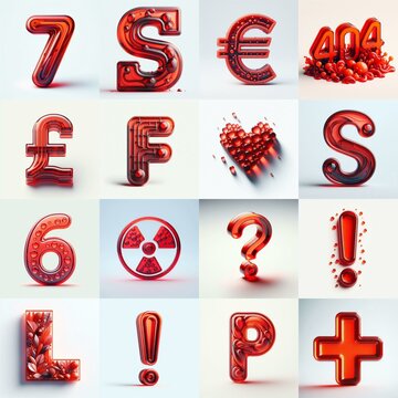 Red transparent glass 3D Lettering Typeface. AI generated illustration