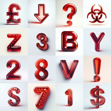 Red transparent glass 3D Lettering Typeface. AI generated illustration