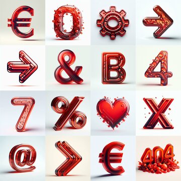 Red transparent glass 3D Lettering Typeface. AI generated illustration