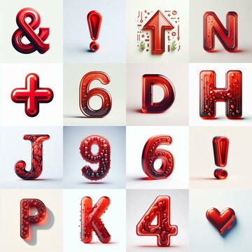 Red transparent glass 3D Lettering Typeface. AI generated illustration
