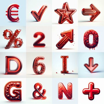 Red transparent glass 3D Lettering Typeface. AI generated illustration
