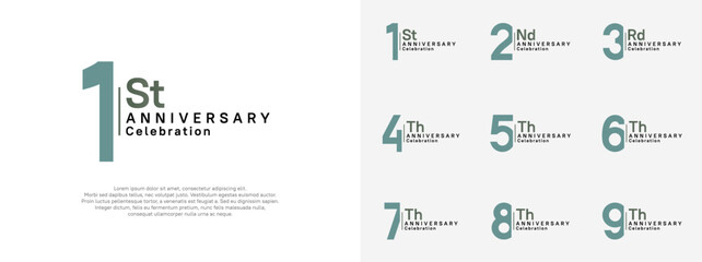 anniversary vector design set green and black color for celebration day