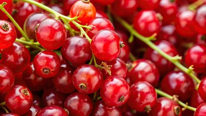 Sticker - Close-up of ripe, juicy red currant berries , vibrant, fresh, organic, healthy, fruit, summertime, macro, agriculture