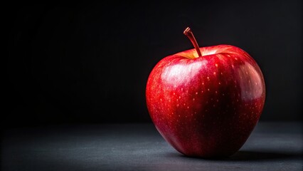 Close up photo of a red apple against a black background, apple, fruit, close up, macro, red, healthy, fresh, juicy, organic