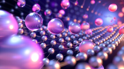 Wall Mural - Abstract quantum technology background with floating spheres