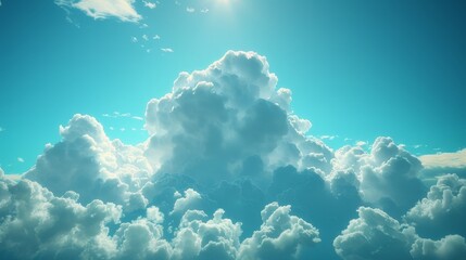 Wall Mural - The sky is blue with a few clouds scattered throughout
