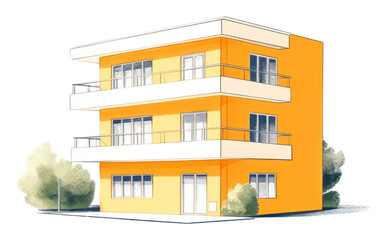 Canvas Print - PNG Apartment building architecture house city.