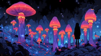 Wall Mural - Magic forest and characters illustration poster background