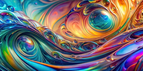 Wall Mural - Abstract vibrant iridescent glass background with colorful swirling patterns , glass, abstract, iridescent, vibrant