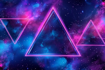 Wall Mural - vibrant neon triangles in cosmic space backdrop