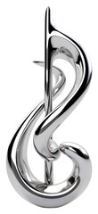 Canvas Print - PNG Music note chrome material silver shape white background.