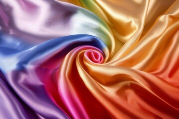 Vibrant rainbow satin fabric swirl texture