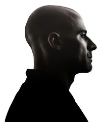 Sticker - PNG Bald head man silhouette portrait adult.