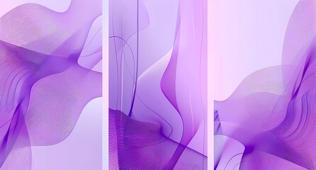 Poster - Collection of purple and white abstract line art background vector presentation design templates with modern patterns, textures, lines and waves for poster or banner decoration
