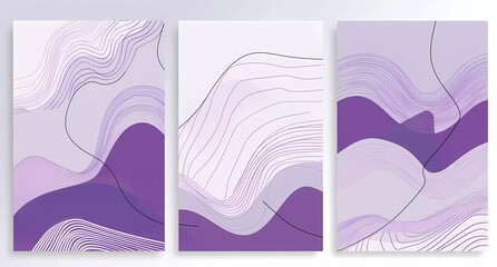 Poster - Collection of purple and white abstract line art background vector presentation design templates with modern patterns, textures, lines and waves for poster or banner decoration