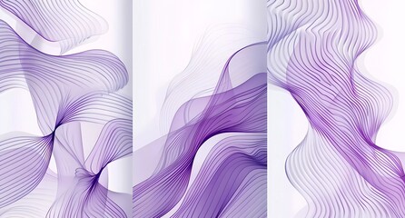 Poster - Collection of purple and white abstract line art background vector presentation design templates with modern patterns, textures, lines and waves for poster or banner decoration