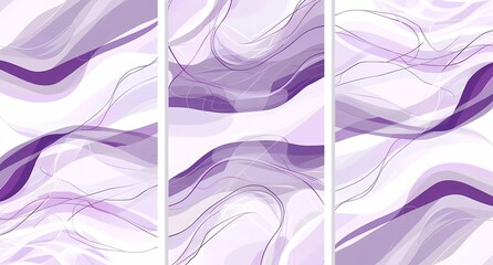 Wall Mural - Collection of purple and white abstract line art background vector presentation design templates with modern patterns, textures, lines and waves for poster or banner decoration