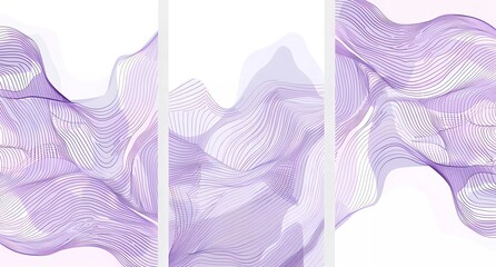 Poster - Collection of purple and white abstract line art background vector presentation design templates with modern patterns, textures, lines and waves for poster or banner decoration