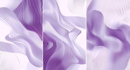 Poster - Collection of purple and white abstract line art background vector presentation design templates with modern patterns, textures, lines and waves for poster or banner decoration