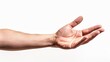 © Irina Ukrainets - Open hand extended forward isolated on white background. The image showcases a human hand with fingers slightly spread apart. Great for concepts of help, support, and giving.