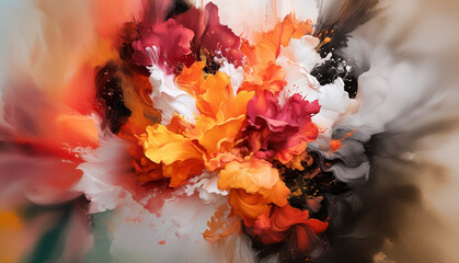 Wall Mural - abstract background with intense colors. a color explosion of red, yellow and orange.
