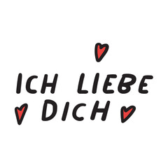 Wall Mural - Handwriting phrase - Ich liebe dich. it's mean I love you in German. Vector illustration