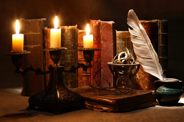 Wall Mural - Old Books And Candles