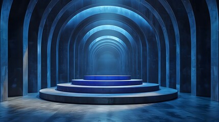 Wall Mural - Cool Futuristic Stage with Blue and Black Stripes