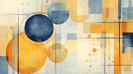 Poster - Geometric Abstract Art with Blue and Orange Circles