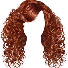 Sticker - Bronze curly hair hairstyle adult wig.