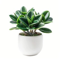 Wall Mural - A Green Rabbit Ear Plant in a white pot, no shadow, isolated on white background