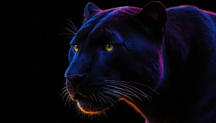 Wall Mural - Black Panther with Green Eyes Close-Up.