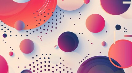 Wall Mural - Round elements and circles are presented in a geometric minimal composition background, ideal for wallpaper, banners, cards, book illustrations, and landing pages in a vector illustration